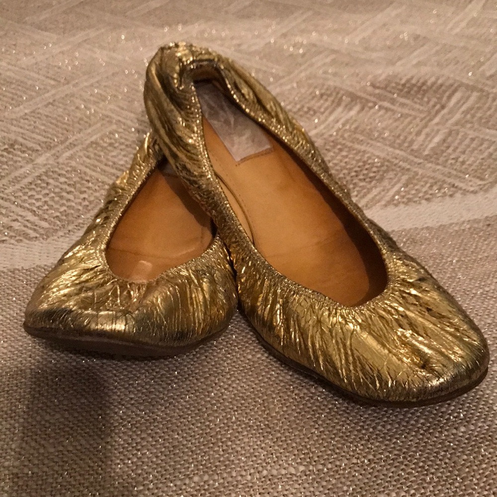 Lanvin metallic gold flats sz 11